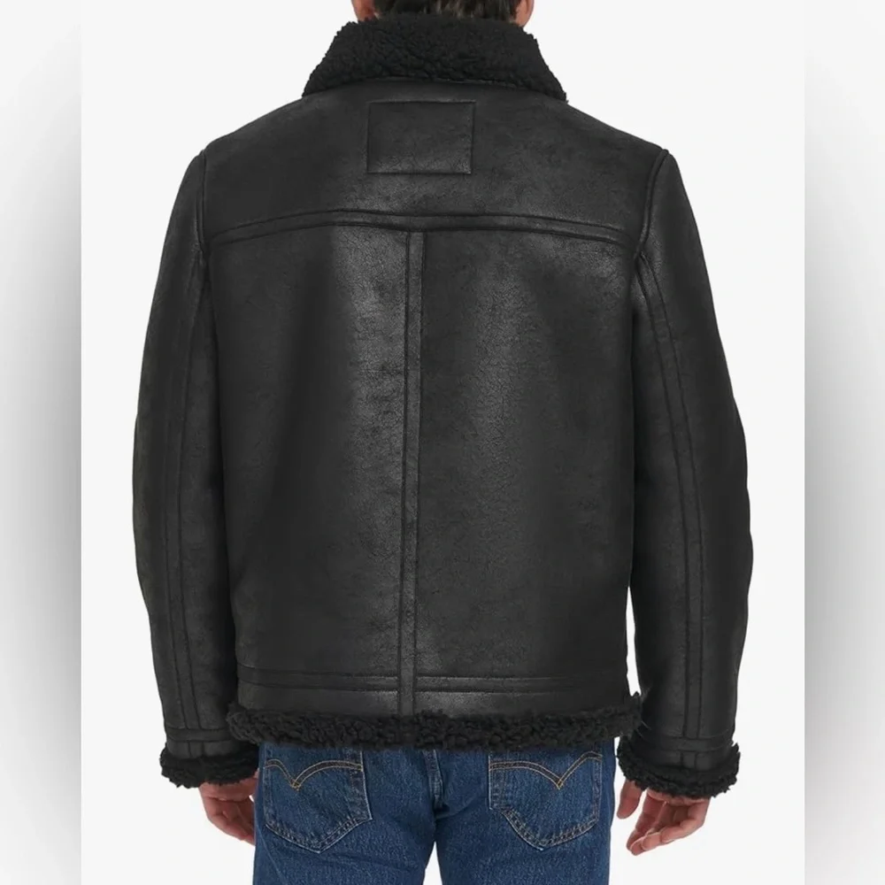 Levi's Black faux Shearling aviator rancher jacket size M